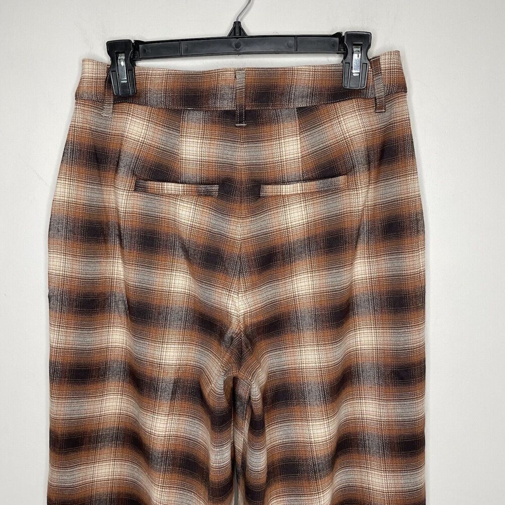 C&A Clockhouse Pants Womens 40 Brown Plaid Trousers NEW Straight Wide Leg 28" W - Picture 5 of 10